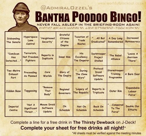 @AdmiralOzzel's Bantha Poodo Bingo! Click for bigger.