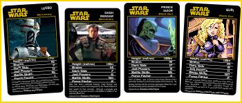 SotE characters from a custom set of Top Trumps. One of the few areas that Shadows merch didn't reach...