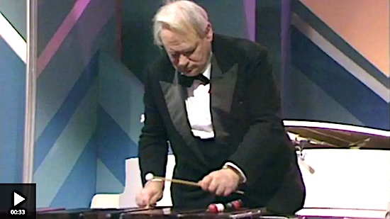 Patrick Moore (xylophone) and Deryck Guyler (washboard), BBC Children in Need 1982